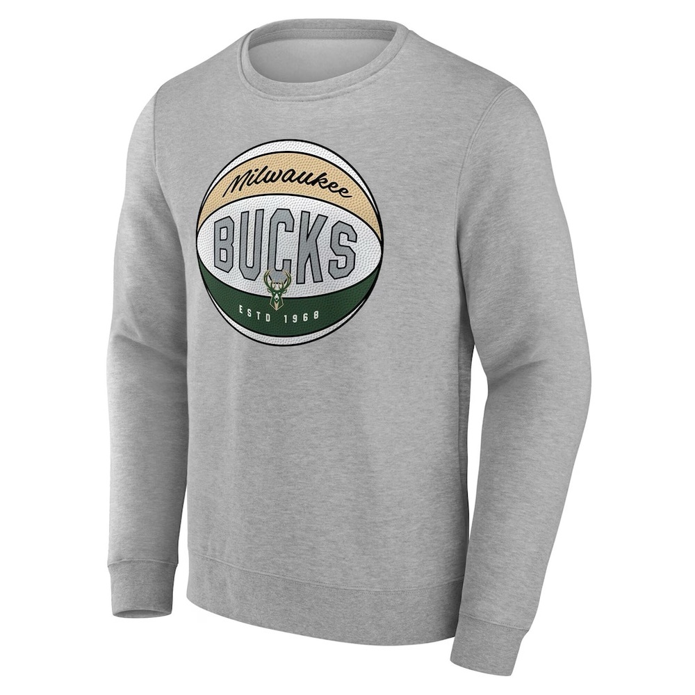 Milwaukee Bucks Fanatics True Classics Color Fleece Pullover Sweatshirt - Gray